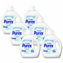 Purex Free and Clear Liquid Laundry Detergent, 58 Loads, Unscented, 66 oz Bottle, 6/Carton