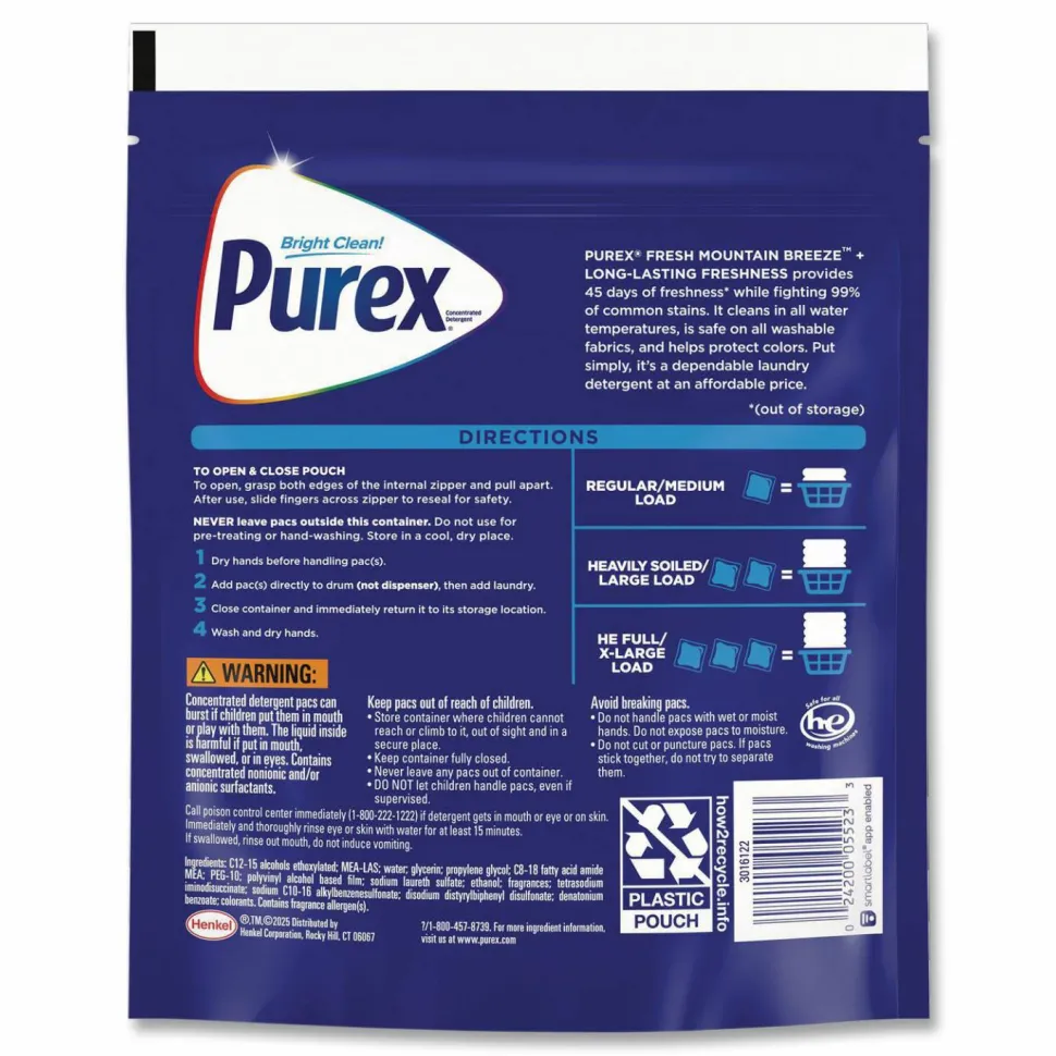 Purex 4-in-1 HE Laundry Detergent Pacs, Fresh Mountain Breeze Scent, 66 Pods/Bag, 4 Bags/Carton