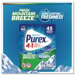 Purex 4-in-1 HE Laundry Detergent Pacs, Fresh Mountain Breeze Scent, 66 Pods/Bag, 4 Bags/Carton