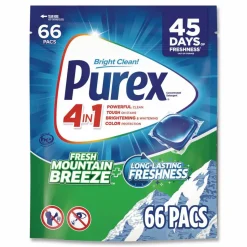 Purex 4-in-1 HE Laundry Detergent Pacs, Fresh Mountain Breeze Scent, 66 Pods/Bag, 4 Bags/Carton