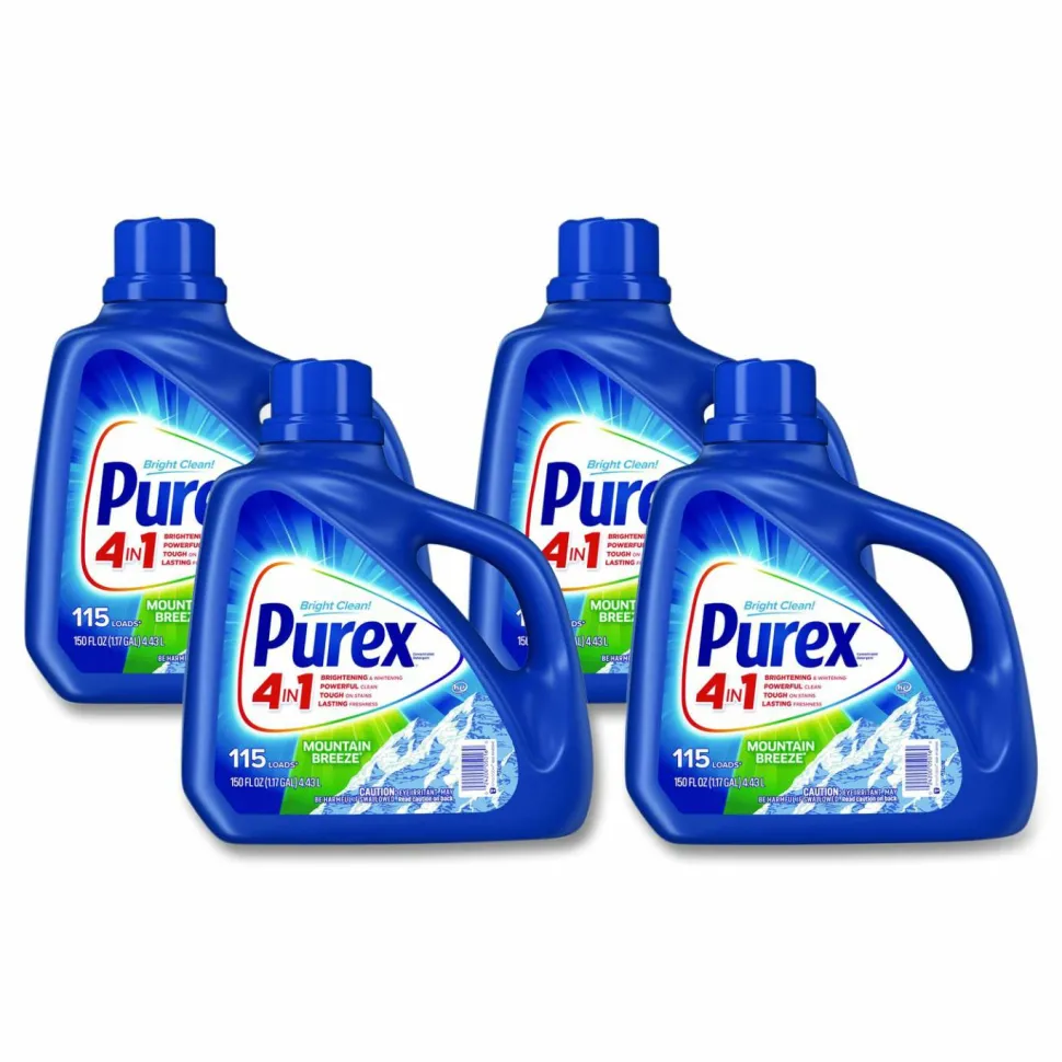Purex Liquid Laundry Detergent, Mountain Breeze Scent, 150 oz Bottle, 4/Carton