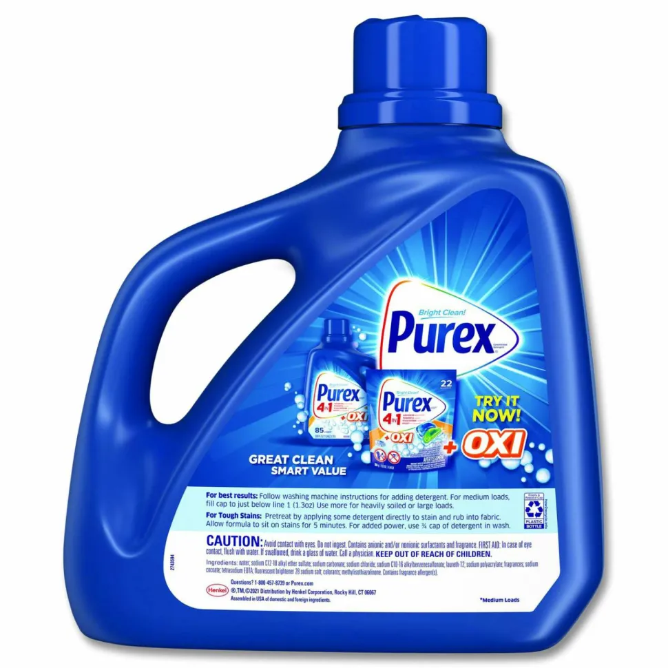 Purex Liquid Laundry Detergent, Mountain Breeze Scent, 150 oz Bottle, 4/Carton