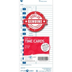 Pyramid Time Systems, 35100-10, Genuine and Authentic pack of 100 Time Cards, Use with Pyramid Side Loading Time Clocks, Models 3500, 3600SS and 3700