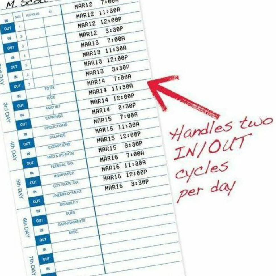 Pyramid Time Systems, 35100-10, Genuine and Authentic pack of 100 Time Cards, Use with Pyramid Side Loading Time Clocks, Models 3500, 3600SS and 3700