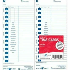 Pyramid Time Systems, 35100-10, Genuine and Authentic pack of 100 Time Cards, Use with Pyramid Side Loading Time Clocks, Models 3500, 3600SS and 3700