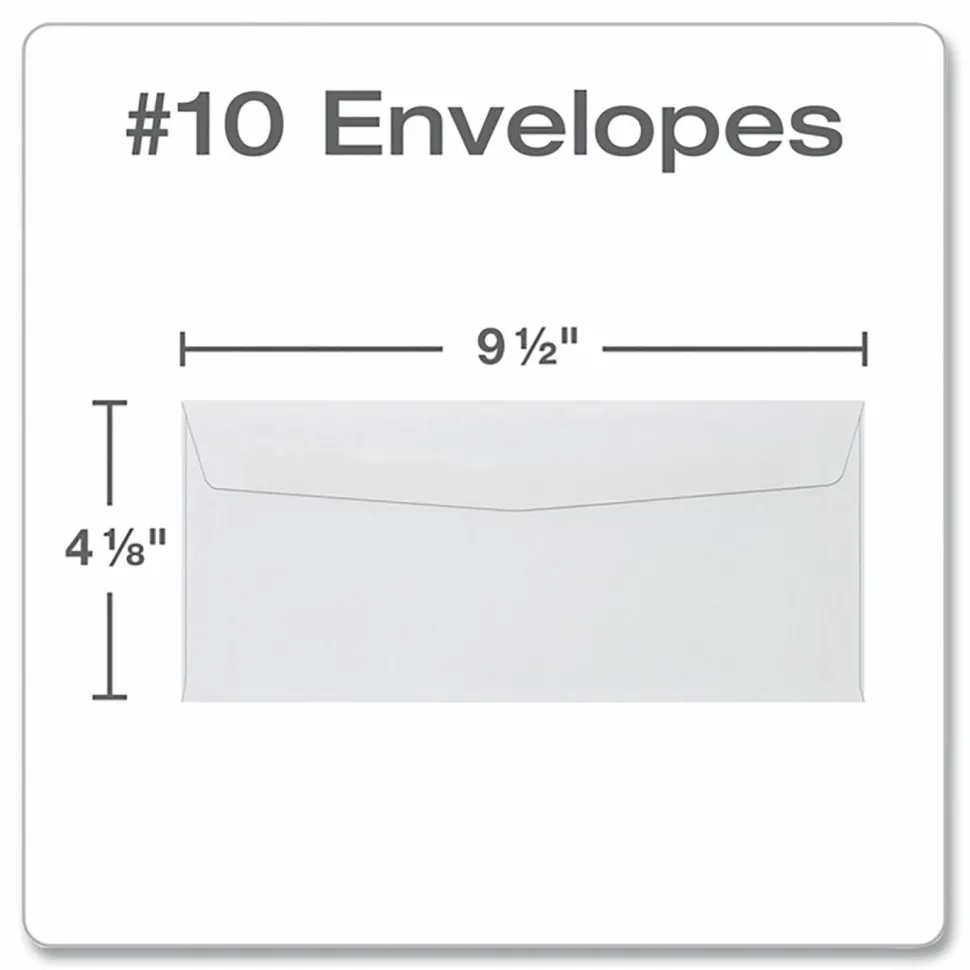 Quality Park #10 Business Envelopes, Gummed Seal, White, Box Of 500
