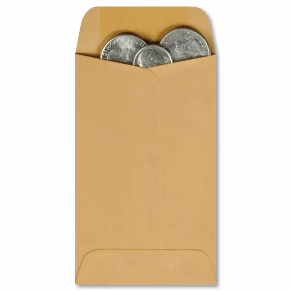 Quality Park #1 Coin Envelopes, Brown Kraft, Box Of 500