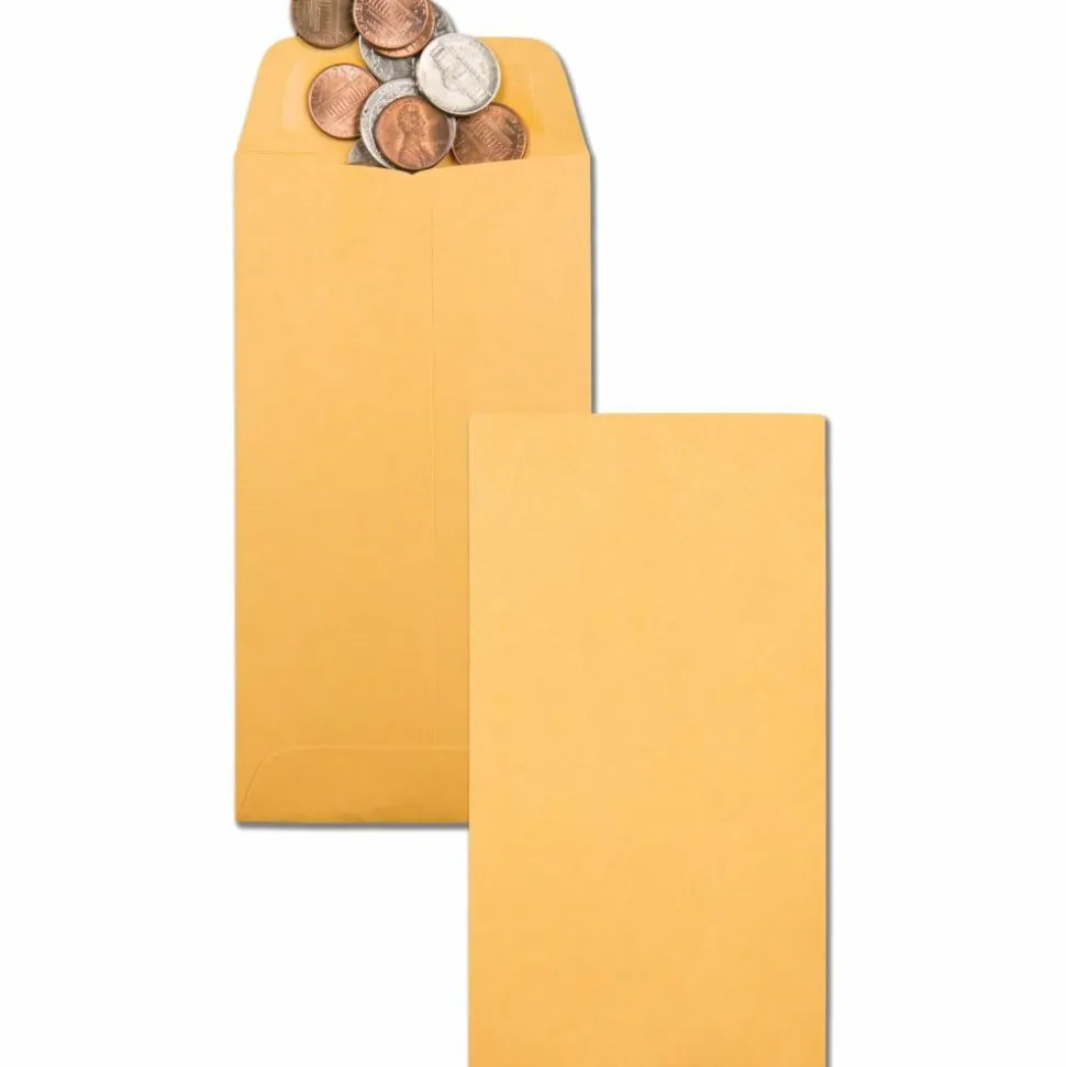 Quality Park #7 Coin Envelopes, Gummed Seal, Brown, Box Of 500