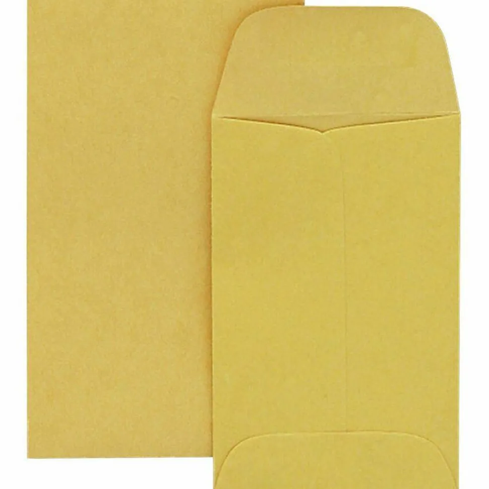 Quality Park Coin Envelopes, 2 1/2" x 4 1/4", Brown Kraft, Box Of 500