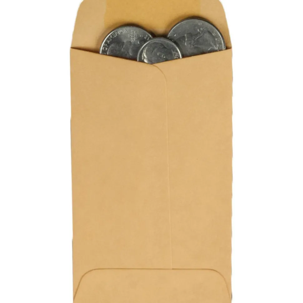 Quality Park Coin Envelopes, 2 1/2" x 4 1/4", Brown Kraft, Box Of 500
