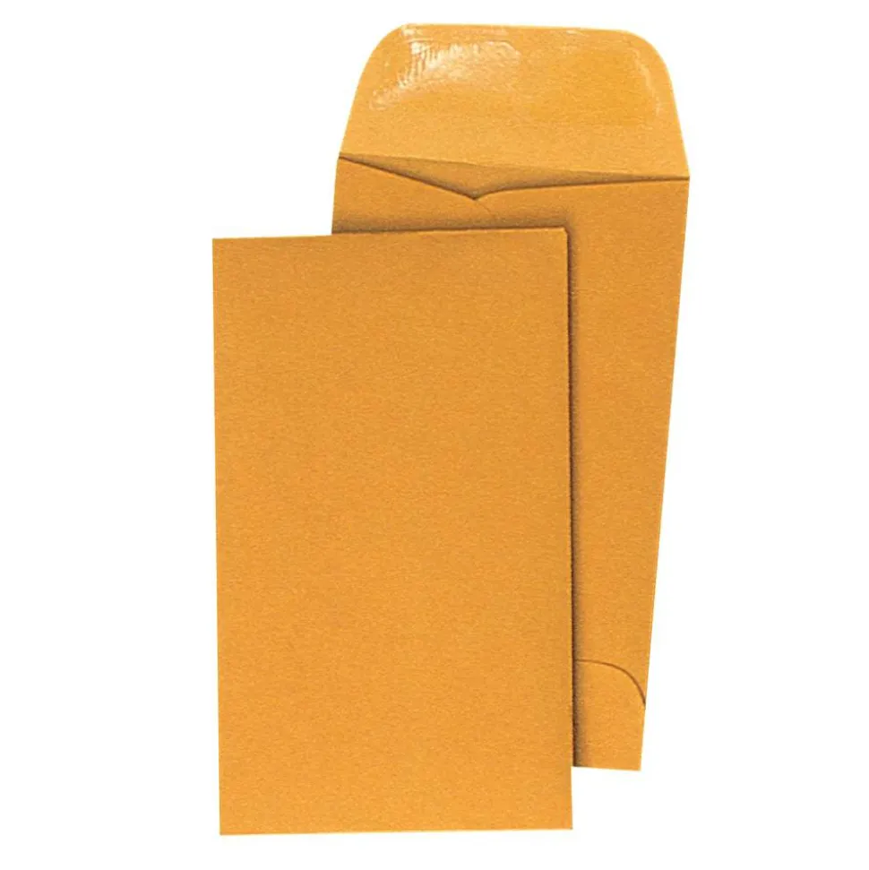 Quality Park Coin Envelopes, 2 1/2" x 4 1/4", Brown Kraft, Box Of 500