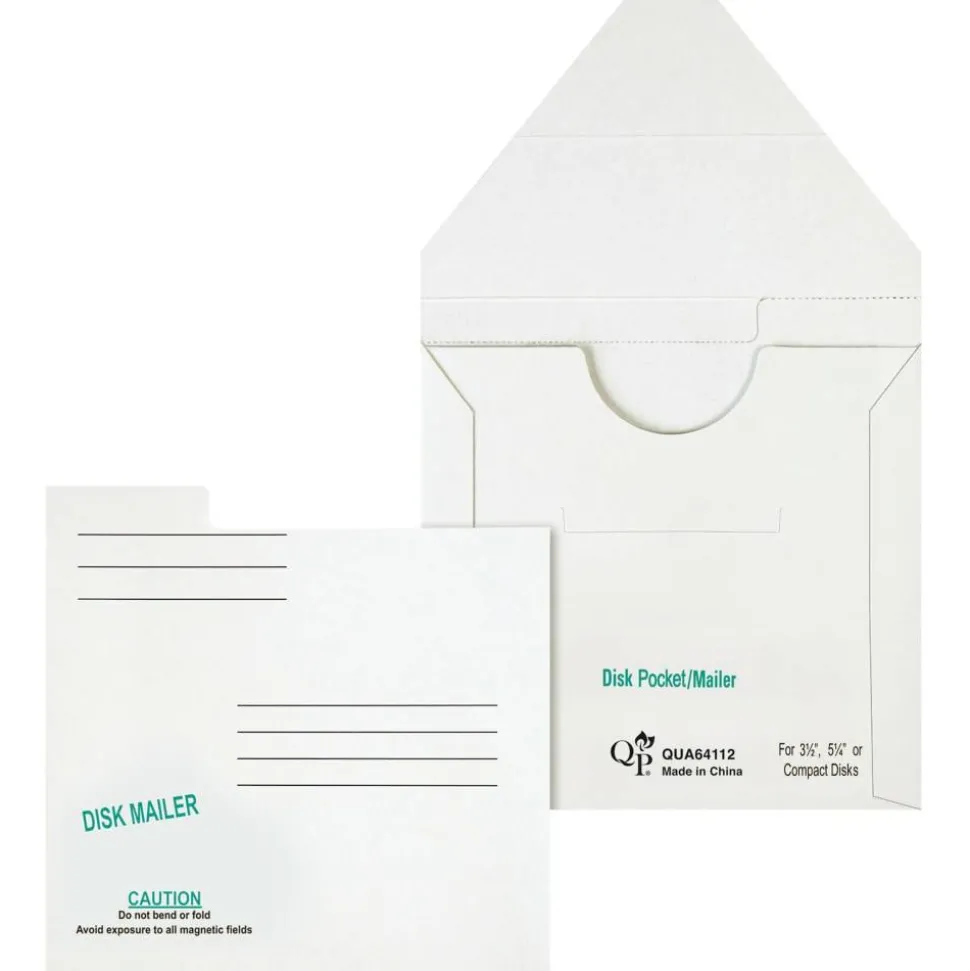 Quality Park 5 1/4" Economy Disk Mailers - Disc/Diskette - 6" Width x 5 7/8" Length - Paperboard - 10 / Pack - White