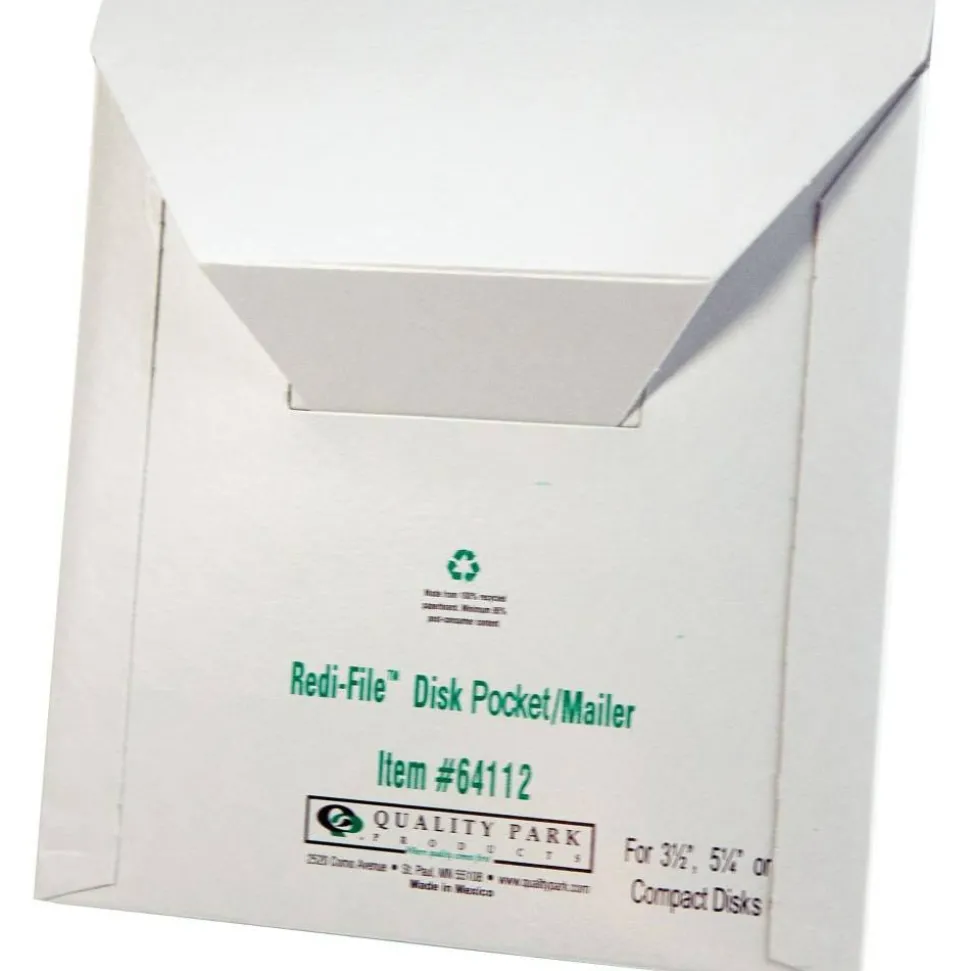 Quality Park 5 1/4" Economy Disk Mailers - Disc/Diskette - 6" Width x 5 7/8" Length - Paperboard - 10 / Pack - White