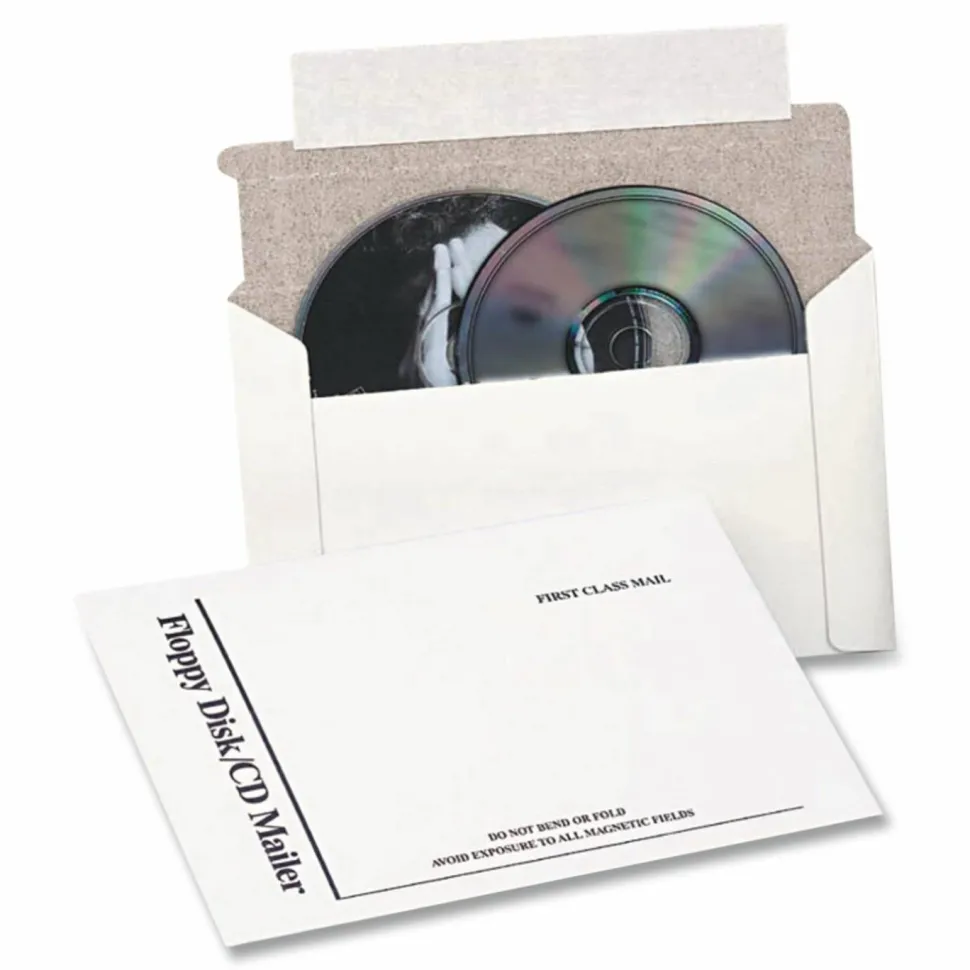 Quality Park Foam Lined Disk/CD Mailers, 5 1/8" x 5", 100% Recycled, White, Box Of 25