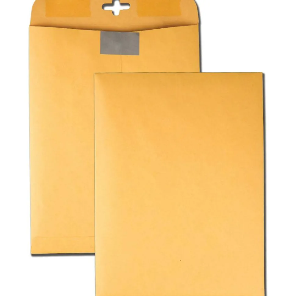 Quality Park Postage Savings ClearClasp Envelopes, 9" x 12", Brown Kraft, Pack Of 100