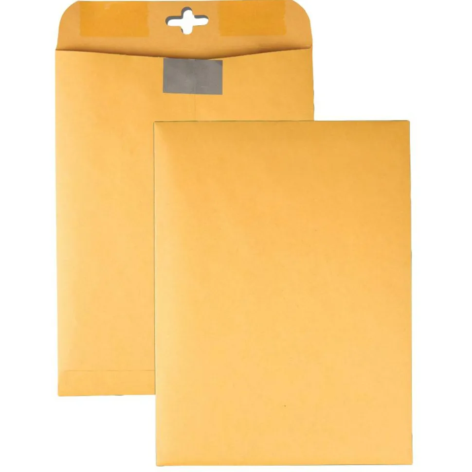 Quality Park Postage Savings ClearClasp Envelopes, 9" x 12", Brown Kraft, Pack Of 100