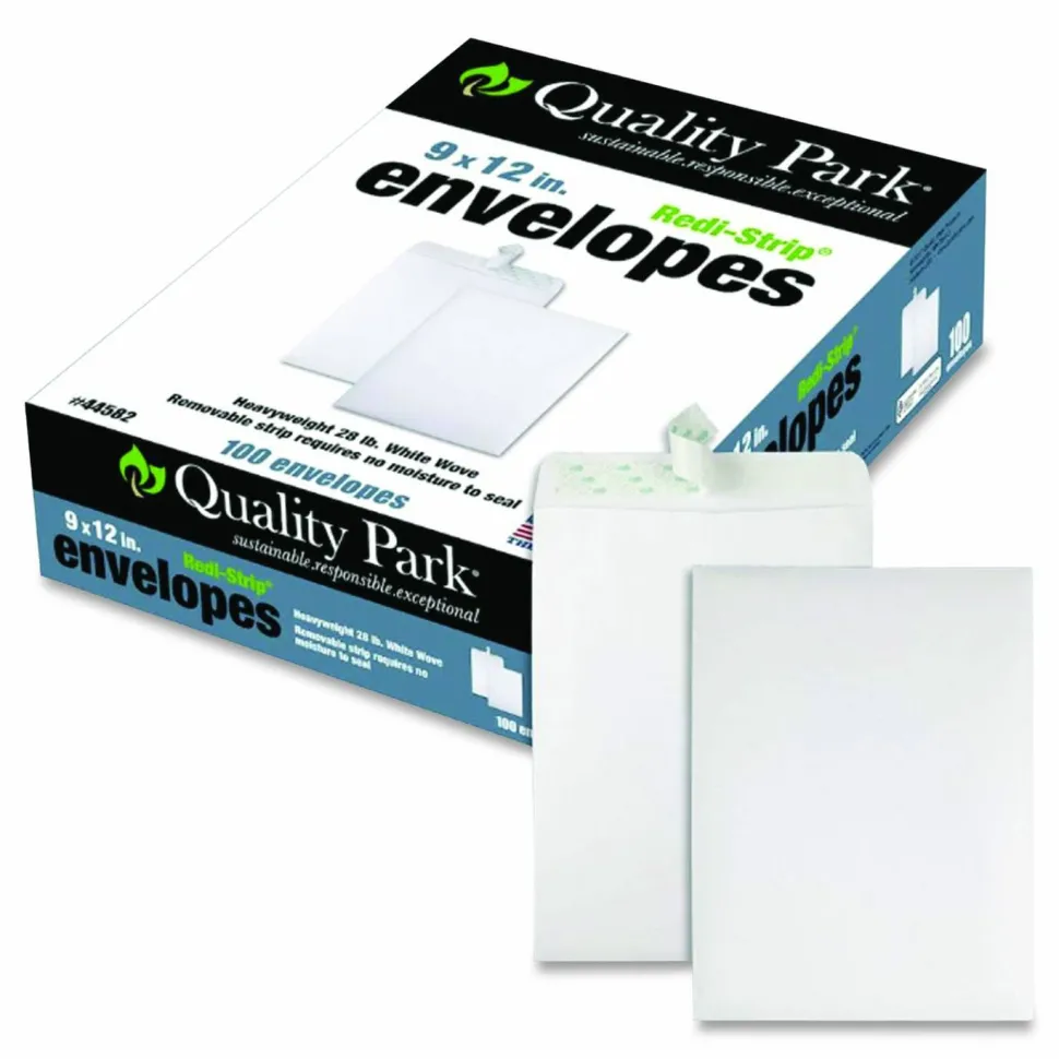 Quality Park Redi-Seal Catalog Envelopes, 9" x 12", Self-Sealing, White, Box Of 100