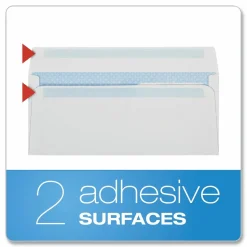 Quality Park #10 Redi-Seal Envelopes, Double-Window, Security, Self-Sealing, White, Box Of 500