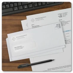 Quality Park #10 Redi-Seal Envelopes, Double-Window, Security, Self-Sealing, White, Box Of 500