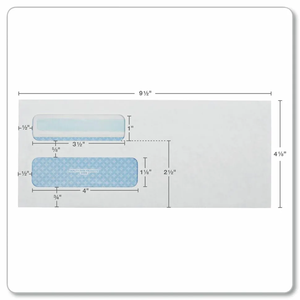 Quality Park #10 Redi-Seal Envelopes, Double-Window, Security, Self-Sealing, White, Box Of 500