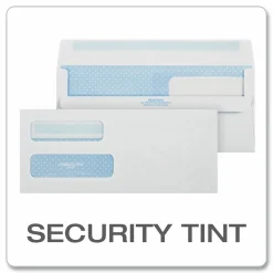 Quality Park #10 Redi-Seal Envelopes, Double-Window, Security, Self-Sealing, White, Box Of 500