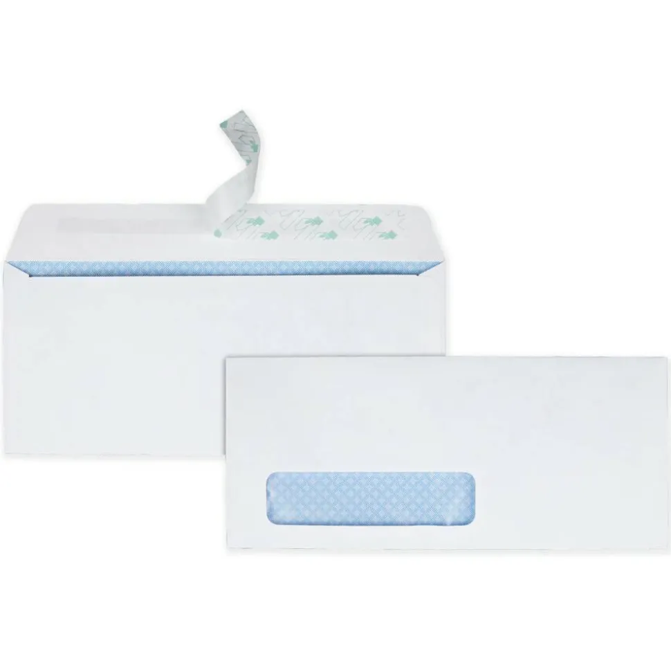 Quality Park #10 Redi-Strip Business Envelopes, Bottom Left Window, Self Adhesive, Window, White, Box Of 500