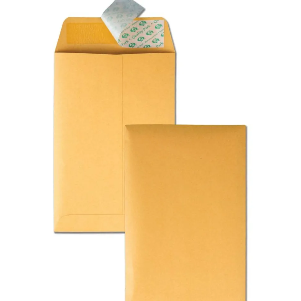 Quality Park Redi-Strip Catalog Envelopes, 6" x 9", Self-Adhesive, Brown Kraft, Box Of 100