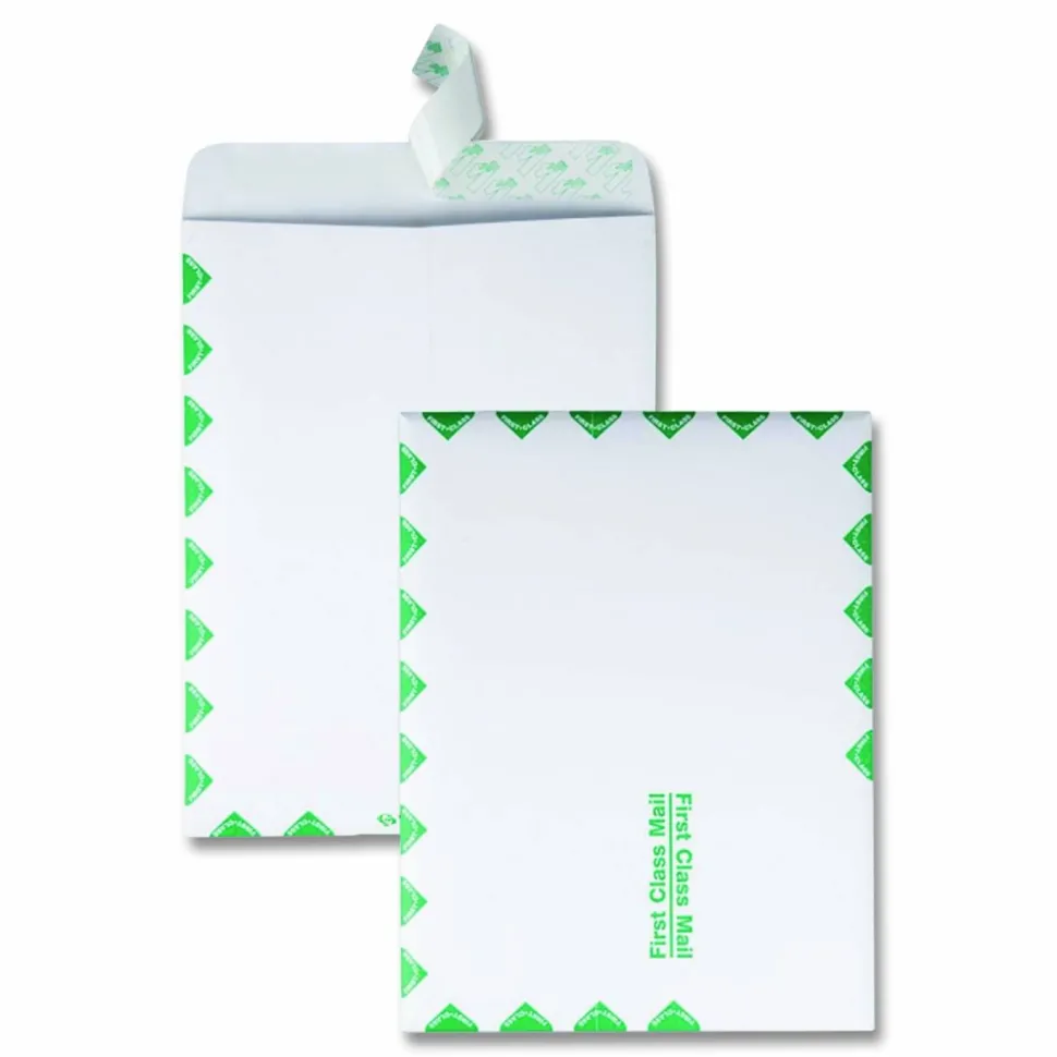 Quality Park Redi-Strip Catalog Envelopes, First Class, 10" x 13", Self-Sealing, White, Box Of 100
