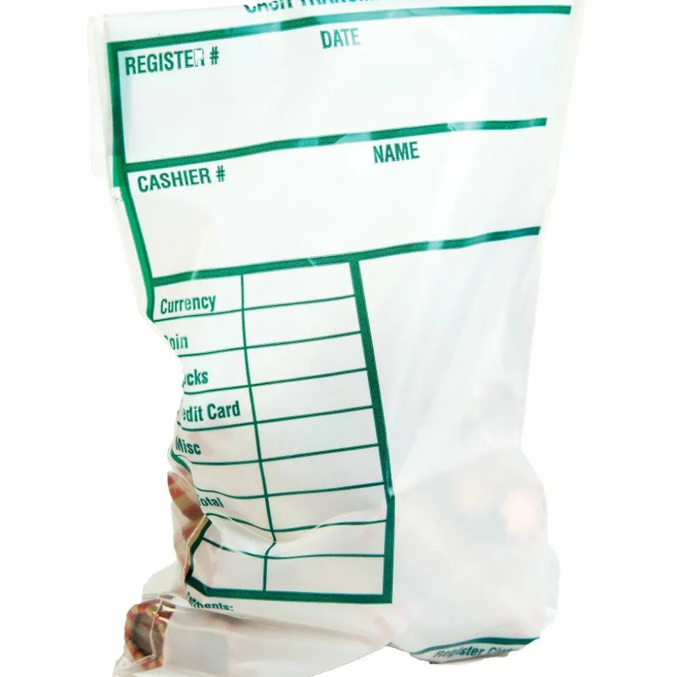 Quality Park Tamper-Evident Cash Transmittal Bags With Redi-Strip, 6" x 9", White, Pack Of 100