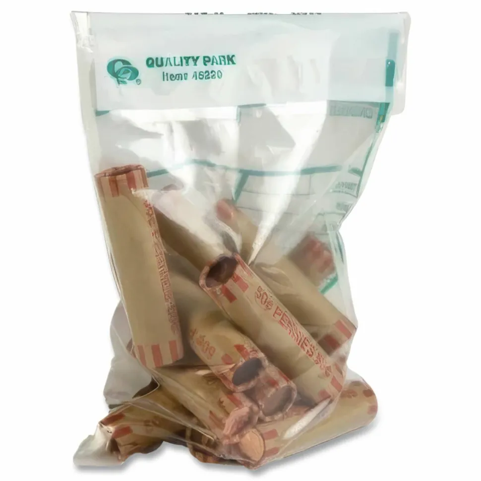 Quality Park Tamper-Evident Cash Transmittal Bags With Redi-Strip, 6" x 9", White, Pack Of 100