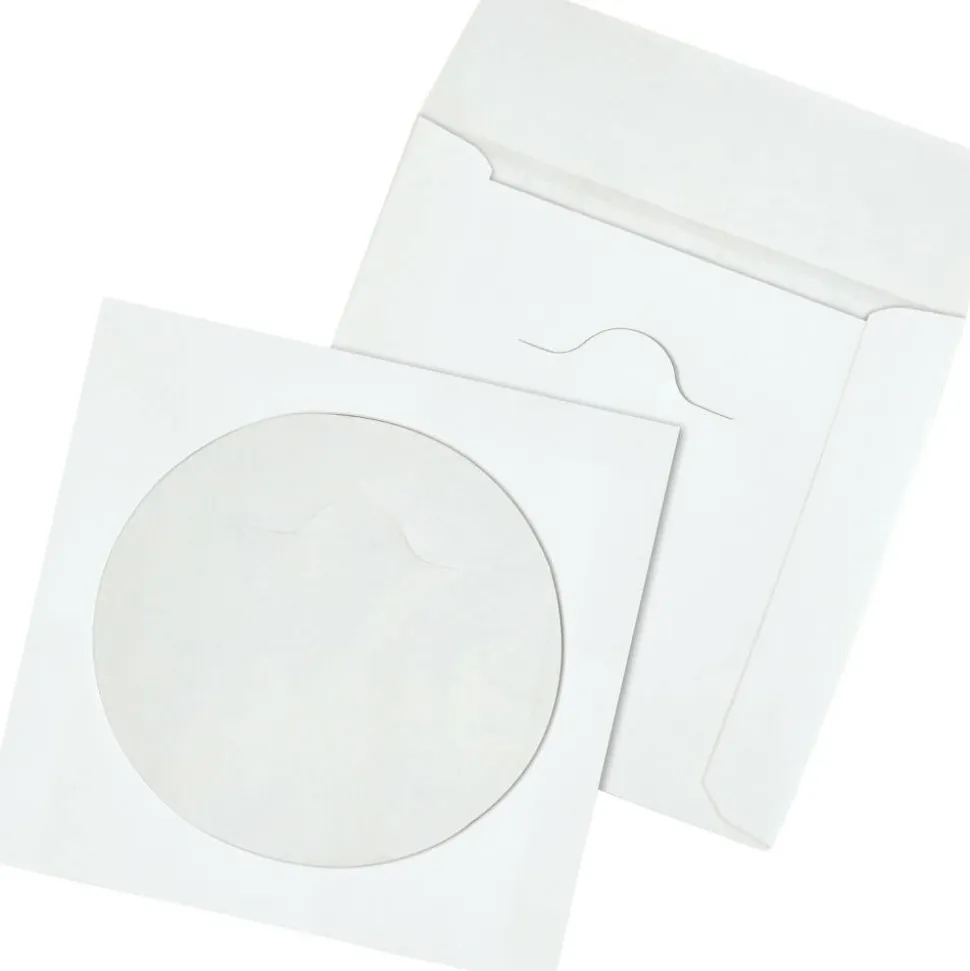 Quality Park Tech-No-Tear CD/DVD Sleeves, White, Pack Of 100