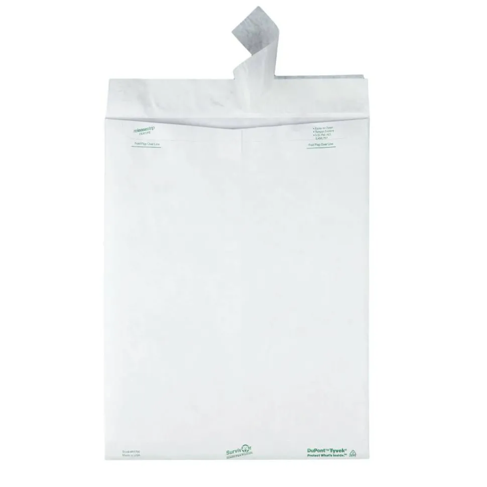 Quality Park Tyvek 12" x 15 1/2" Envelopes, Self-Adhesive, White, Box Of 100