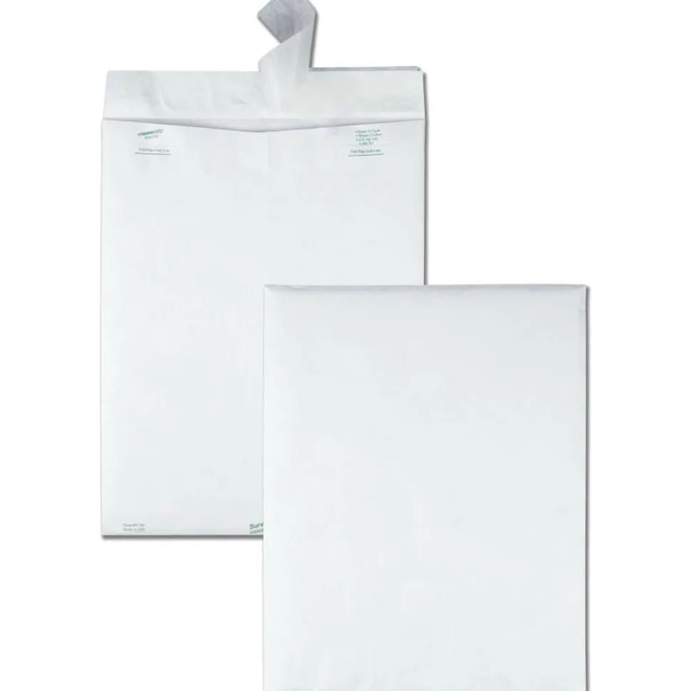 Quality Park Tyvek 12" x 15 1/2" Envelopes, Self-Adhesive, White, Box Of 100
