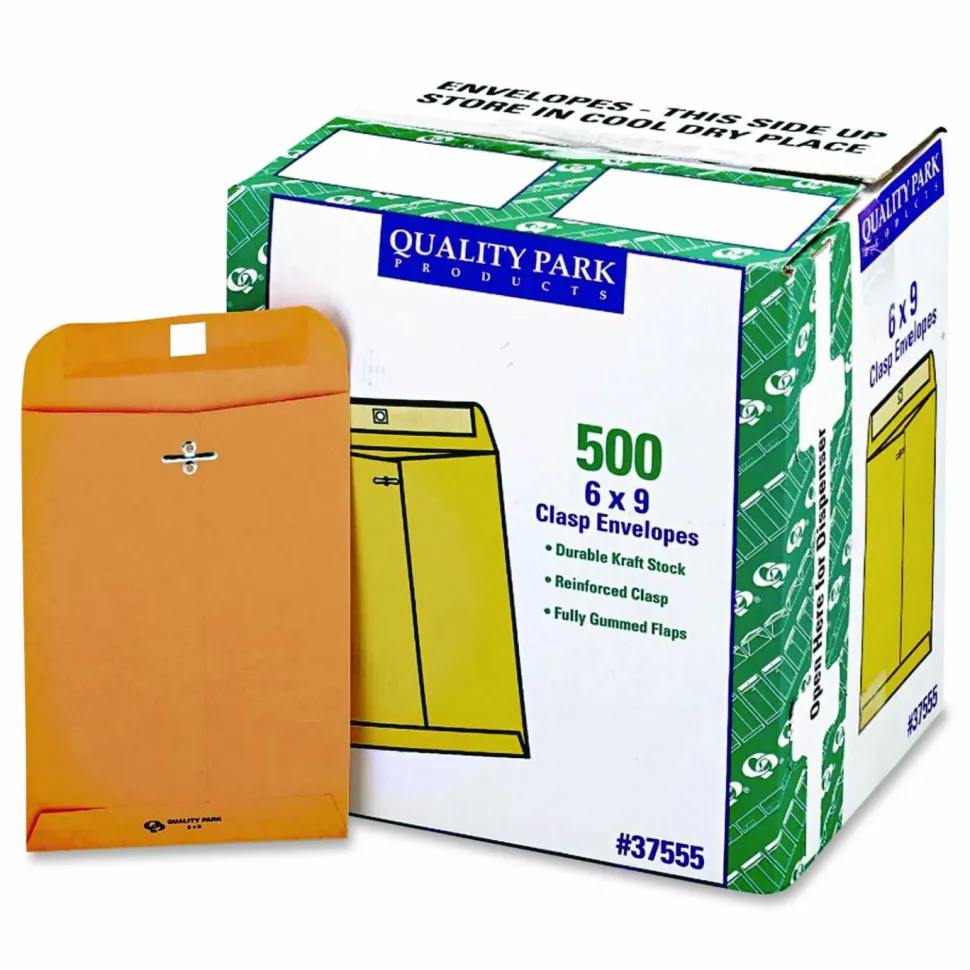 Quality Park 6" x 9" Envelopes, Clasp Closure, Brown, Box Of 500