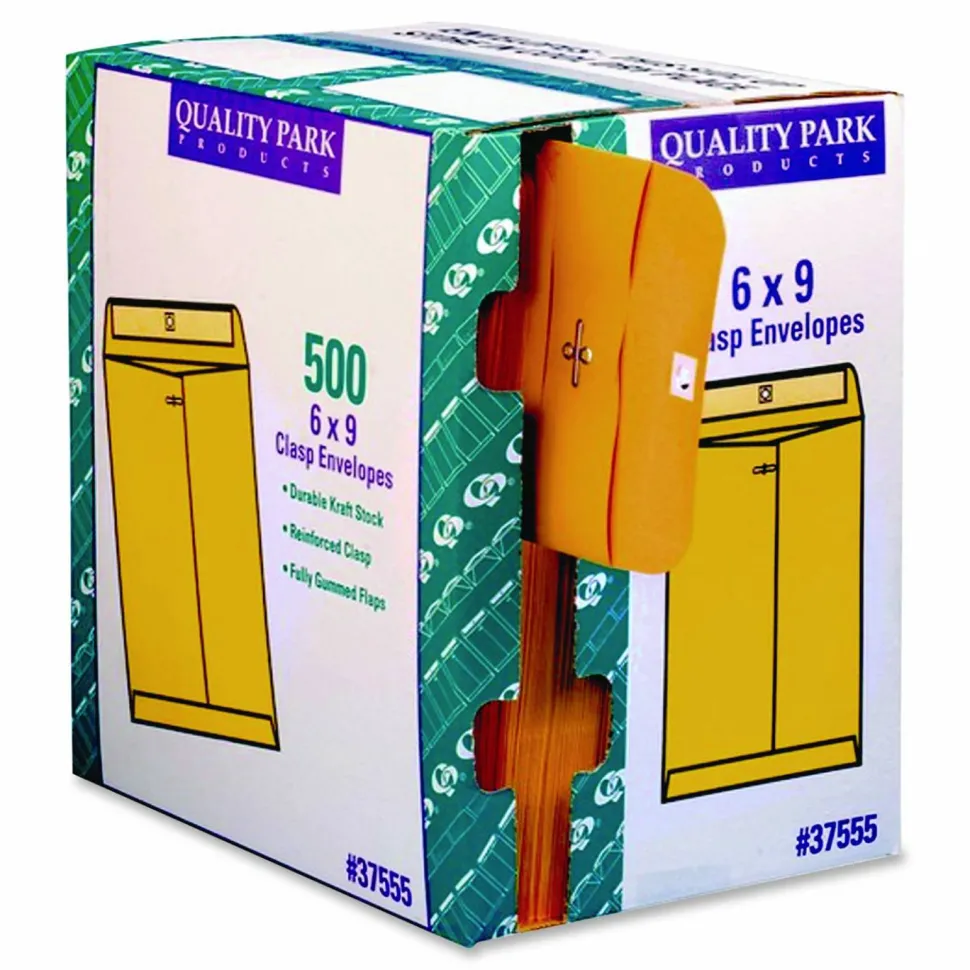 Quality Park 6" x 9" Envelopes, Clasp Closure, Brown, Box Of 500