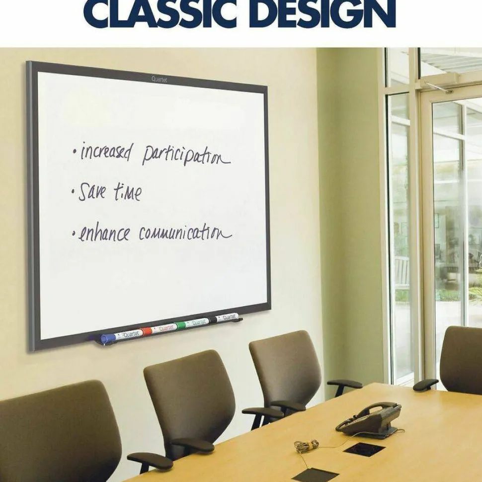 Quartet Classic Series Total Erase Dry Erase Boards, 96" x 48", White Surface, Black Aluminum Frame