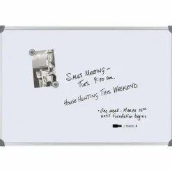 Quartet Euro Style Magnetic Dry-Erase Whiteboard, 24" x 36", Aluminum Frame With Silver Finish