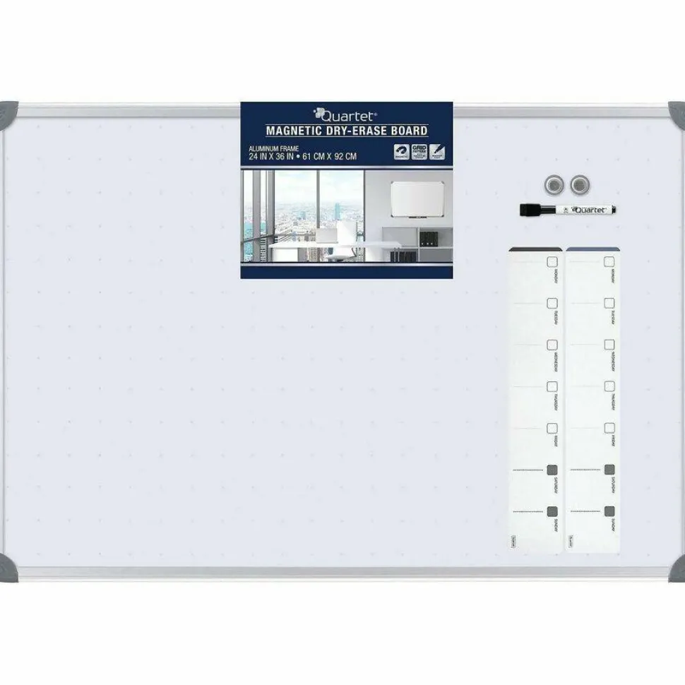 Quartet Euro Style Magnetic Dry-Erase Whiteboard, 24" x 36", Aluminum Frame With Silver Finish