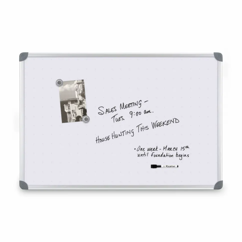Quartet Euro Style Magnetic Dry-Erase Whiteboard, 24" x 36", Aluminum Frame With Silver Finish