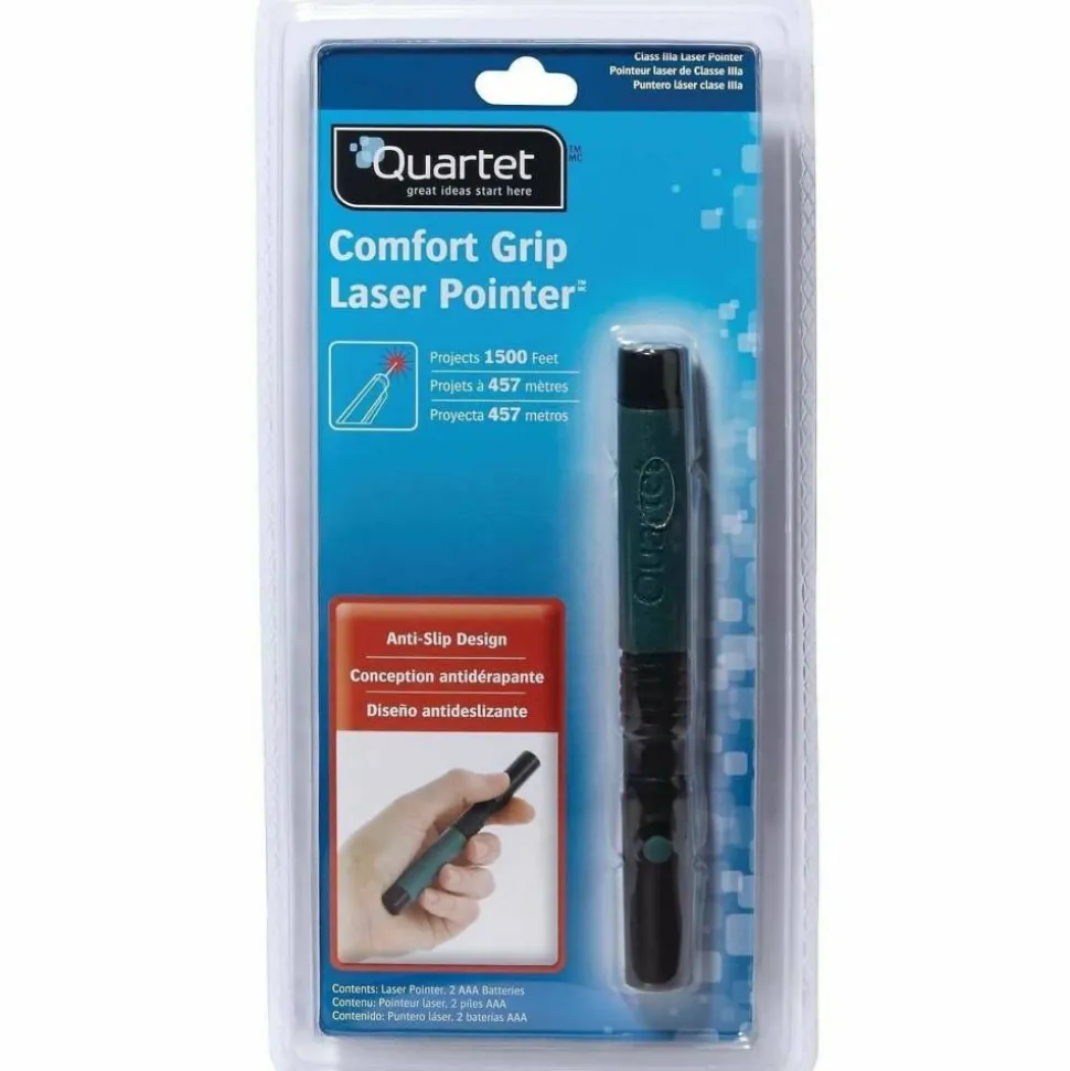 Quartet Classic Comfort Laser Pointer, Class 3a, Large Venue, Green - Red Light - 919 ft Maximum Projection