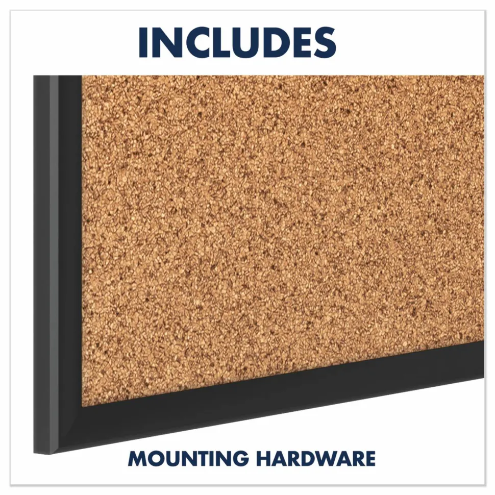 Quartet Classic Cork Bulletin Board, 36" x 60", Aluminum Frame With Black Finish