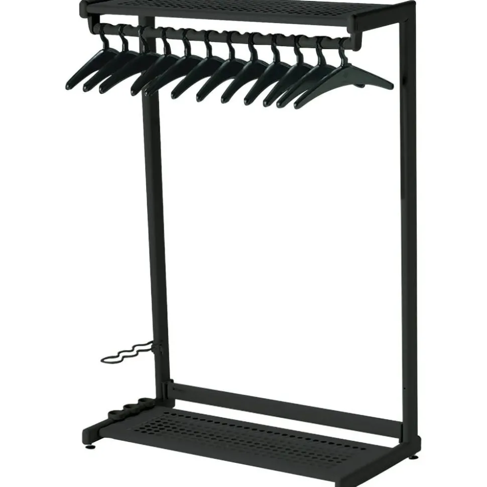 Quartet Garment Rack With Hangers, 12 Hangers, 2 Shelves, 48" Width, Black