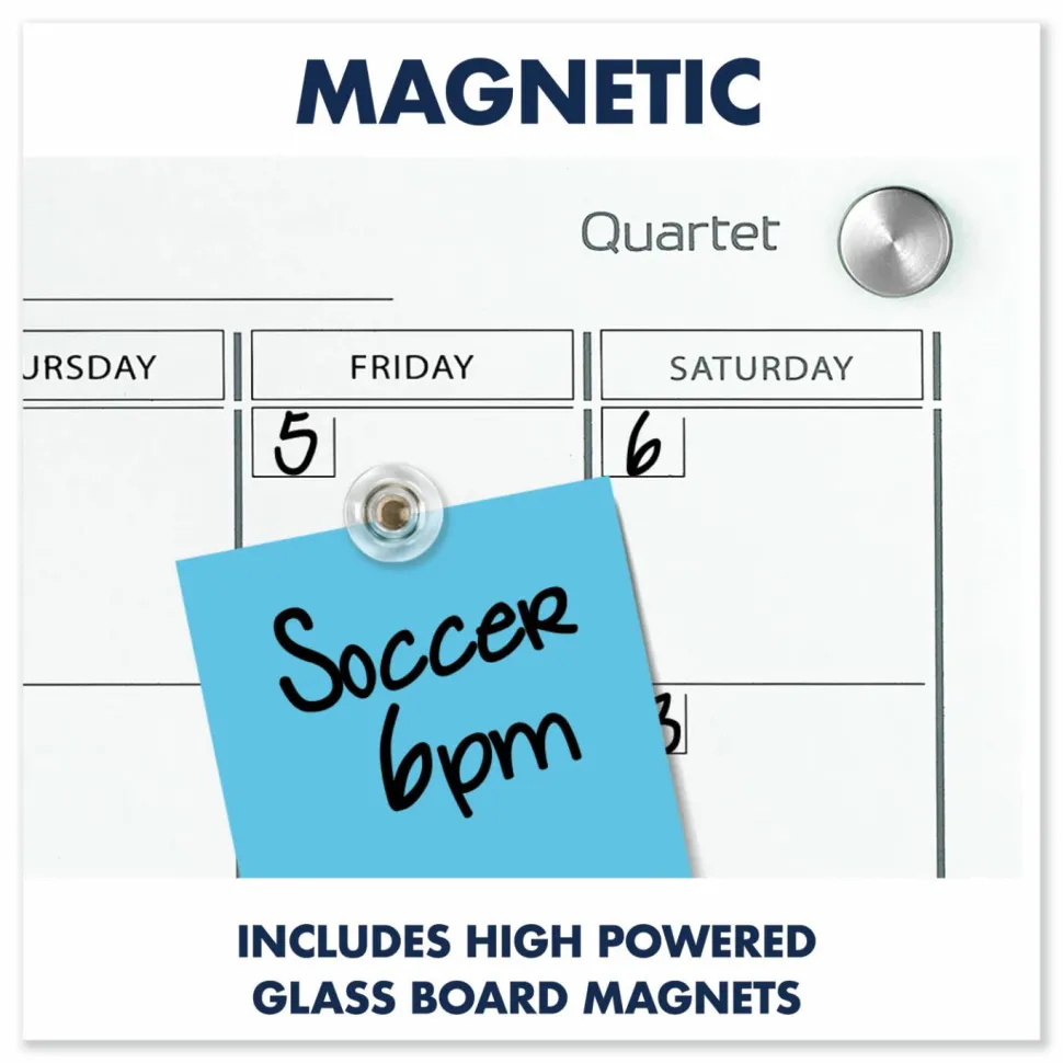 Quartet Infinity Magnetic Glass Calendar Board, Monthly Planning/Scheduling, 48" x 36", White Surface, Undated Calendar