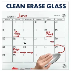Quartet Infinity Magnetic Glass Calendar Board, Monthly Planning/Scheduling, 48