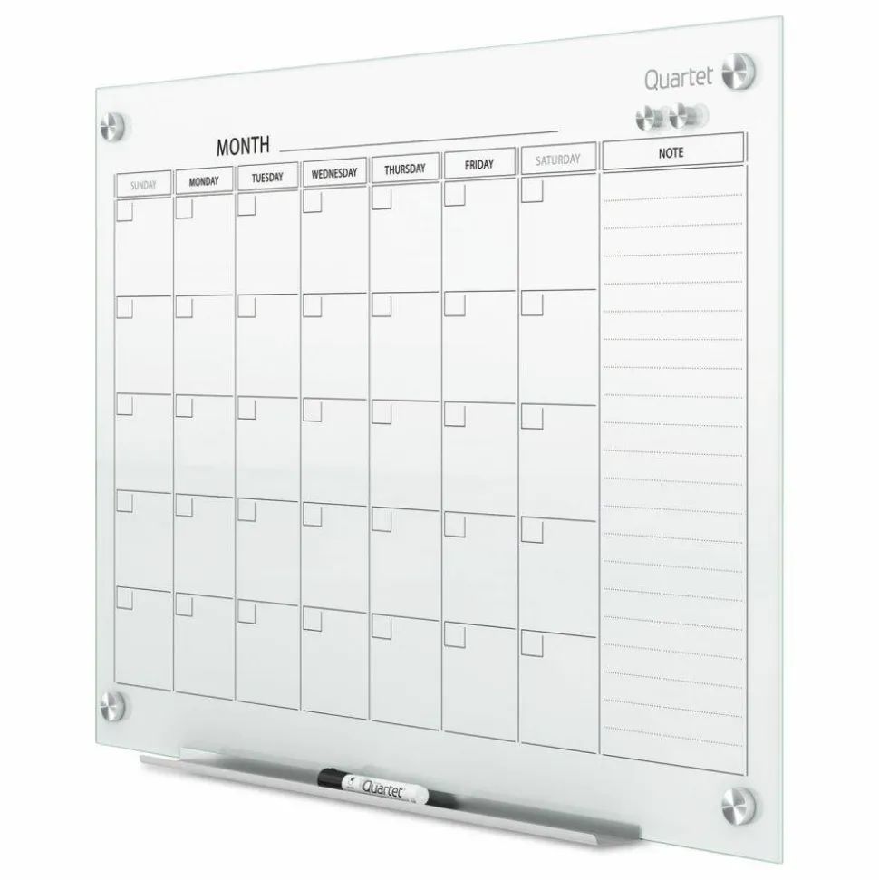 Quartet Infinity Magnetic Glass Calendar Board, Monthly Planning/Scheduling, 48" x 36", White Surface, Undated Calendar