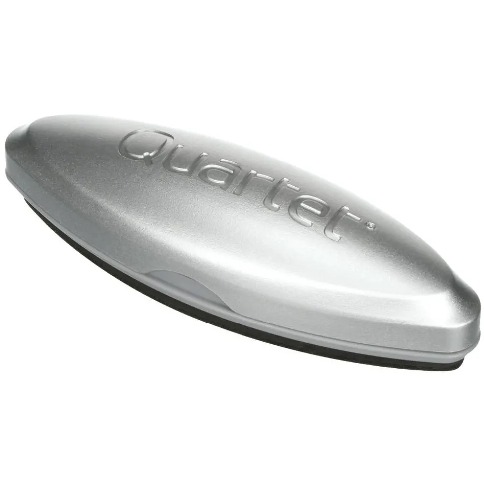 Quartet Premium Magnetic 3-In-1 Glass Board Eraser, 1 3/8"H x 2"W x 6 1/2"D, Silver