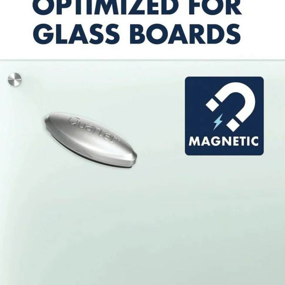 Quartet Premium Magnetic 3-In-1 Glass Board Eraser, 1 3/8"H x 2"W x 6 1/2"D, Silver