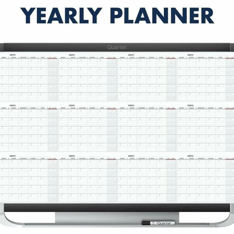 Quartet Prestige 2 Magnetic Dry-Erase 12 Month Calendar Board, 36" x 24", Total Erase Surface