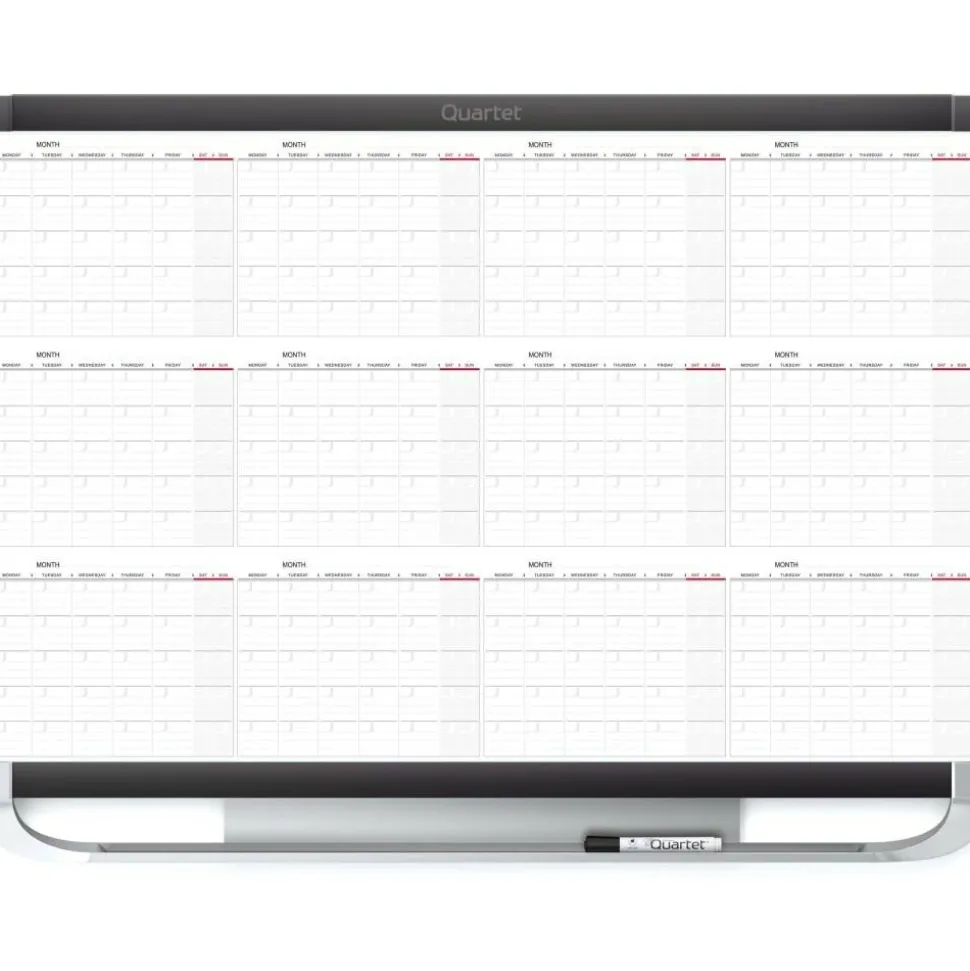 Quartet Prestige 2 Magnetic Dry-Erase 12 Month Calendar Board, 36" x 24", Total Erase Surface