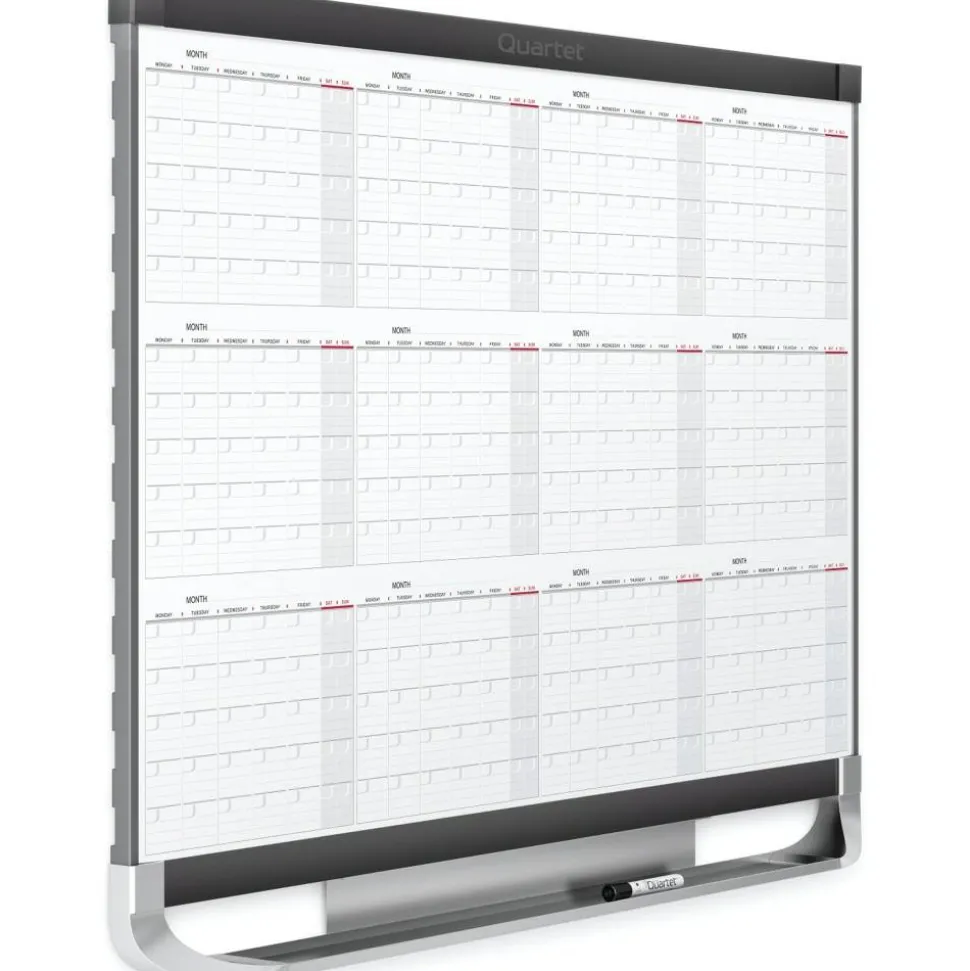 Quartet Prestige 2 Magnetic Dry-Erase 12 Month Calendar Board, 36" x 24", Total Erase Surface